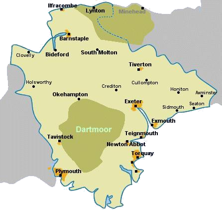 Map of Devon