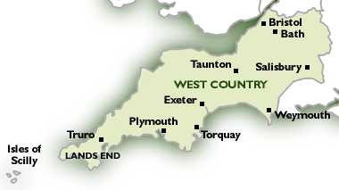 Map of South West England